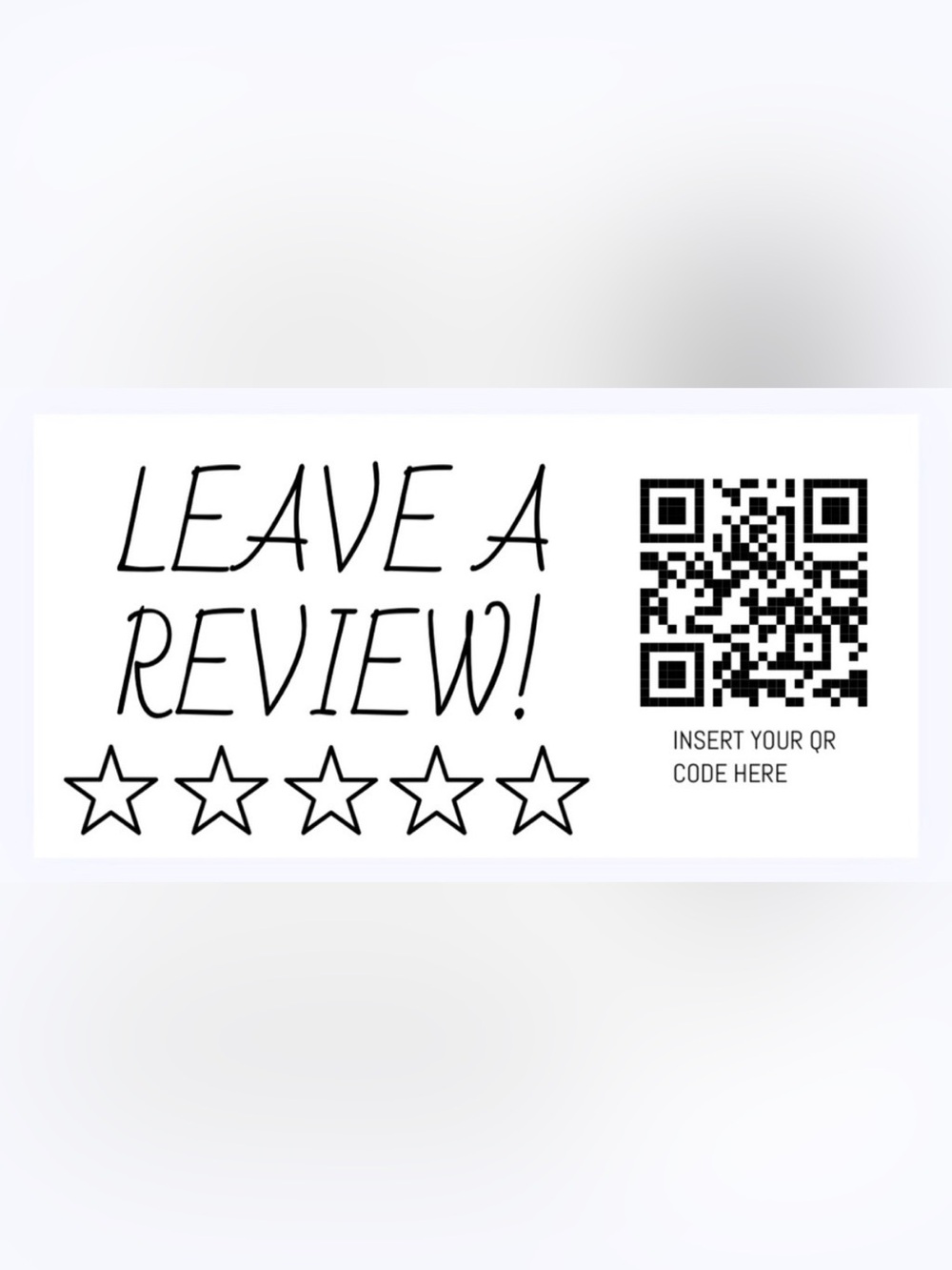 50 CUSTOM STICKERS - 2” x 1” - ‘LEAVE A REVIEW’ - PERSONALIZED W/ YOUR QR CODE